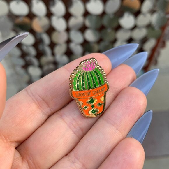 Primitives by Kathy Jewelry - Lookin' Sharp Cactus Enamel Pin on Gift Card